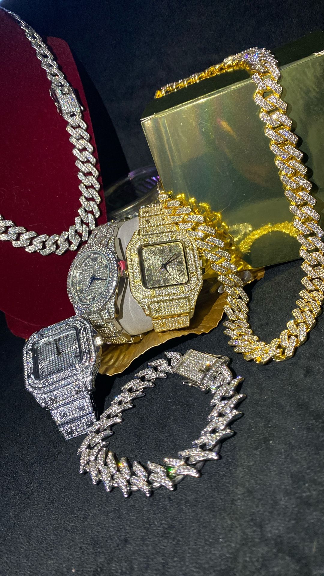 Six piece package bracelet 20 inch three watch lab stones