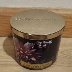 BRAND NEW BATH & BODY WORKS BLUSH AMBER & PEONY 3 WICK CANDLE 14.5 OZ