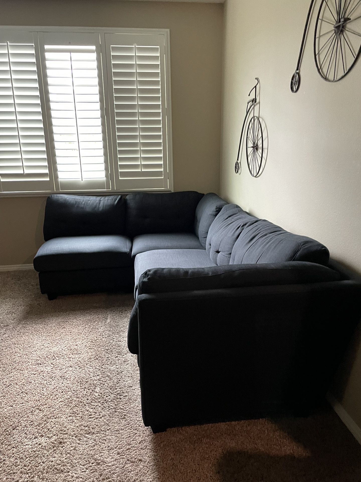 Gently Used! Navy Blue Couch, Deep Seating. 