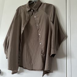 Satin material oversized button down shirt