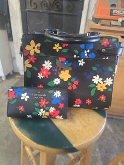 Kate Spade flower handbag/matching wallet