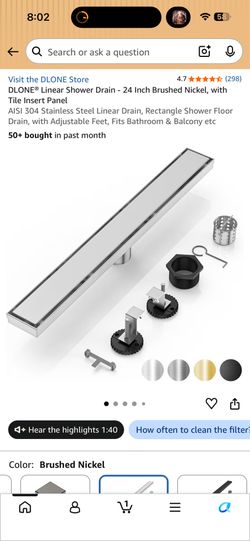 Clone linear shower drain 24”