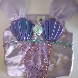 Disney Little Mermaid Ariel Tail Fin Skirt Sz 5/6 Girls Youth Sequin Halloween 