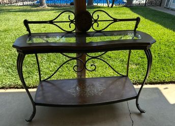 Kitchen side table with glass top