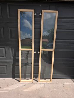Two Ikea Billy Oxberg Oak Effect glass doors, open box new
75.75"T X 15.5"W