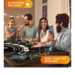 Newverest Blackjack Mat 70" x 35", Blackjack Table Top for Home Game Nights with Friends | Black Jack Casino Table Topper, Poker Mat Layout in Zipper 