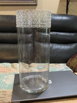Large Clear Glass Cylinder vases each 14”x6” - 22 available.