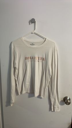 HOLLISTER White Long Sleeve Shirt with Gold letters
