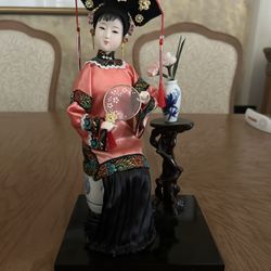 Chinese Woman with Fan and Vase