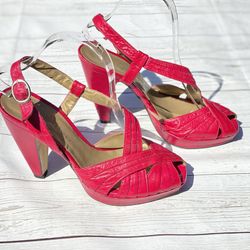 Jeffery Campbell Pink Leather Platform Sandal Heels Women’s Size 8.5 (39)