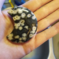 Black Flower Agate Cresent Moon 