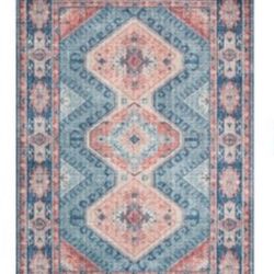 NEW Loloi Skye Turquoise & Terra Cotta Area Rug 3’ 6” x  5’ 6”