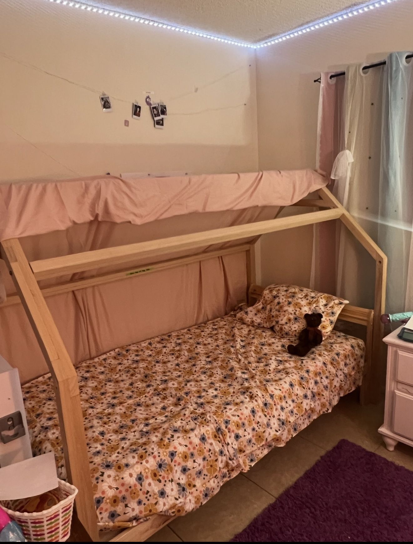 Twin house bed with mattress
