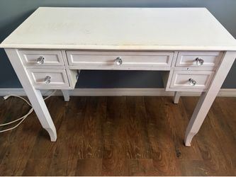 White Desk / Vanity With USB & Power Outlet