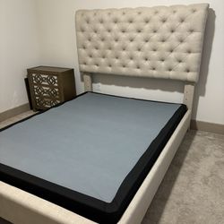 Upholstered Queen size Bed Frame With Nightstand and Dresser