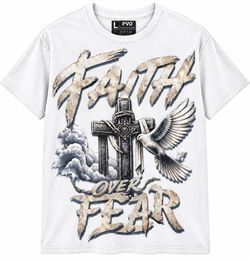 PVO Faith Over Fear Graphic T-Shirt Size L