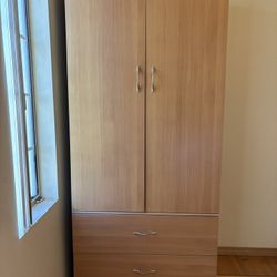 Deandra 2 Door Wardrobe and 2 Drawers With Bar Handles In A Maple Finish 