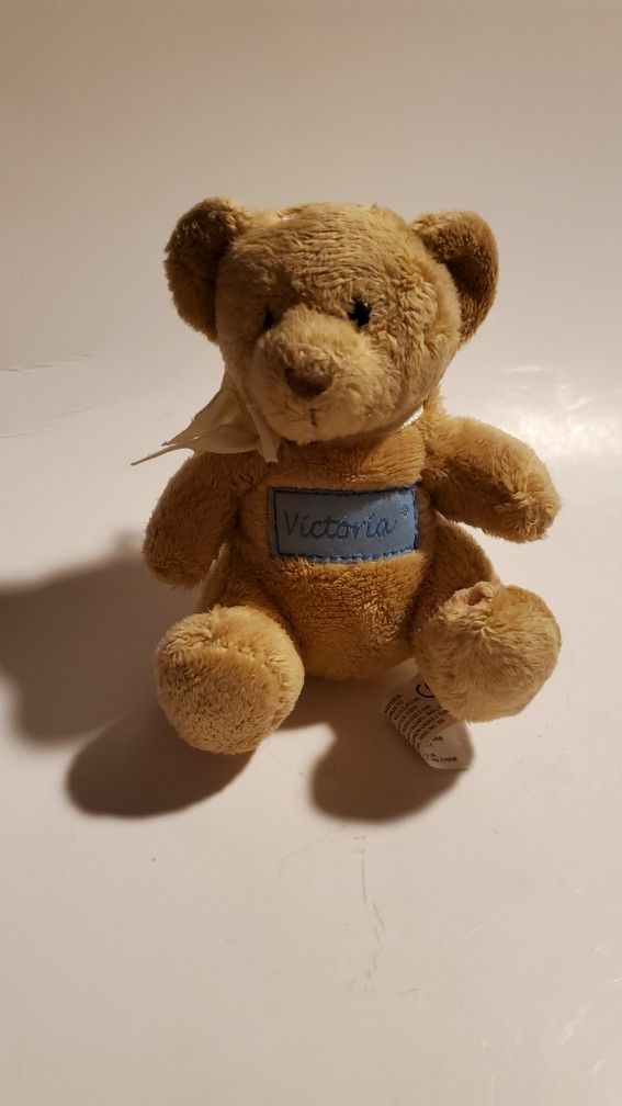 3 1/2" VICTORIA Plush. Minature Plush Teddy Bear With Clip