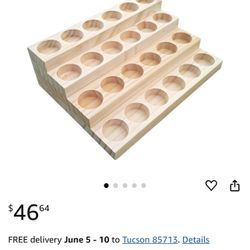 24-Slot Wooden Display Rack for 30 Ml Bottles, Essential Oil Organizer, Natural Pine Wood Shelf for Nail Polish, Perfume Storage