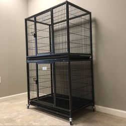 37” 2 Tier dog kennel cage with wheels 🐩🐾🐕