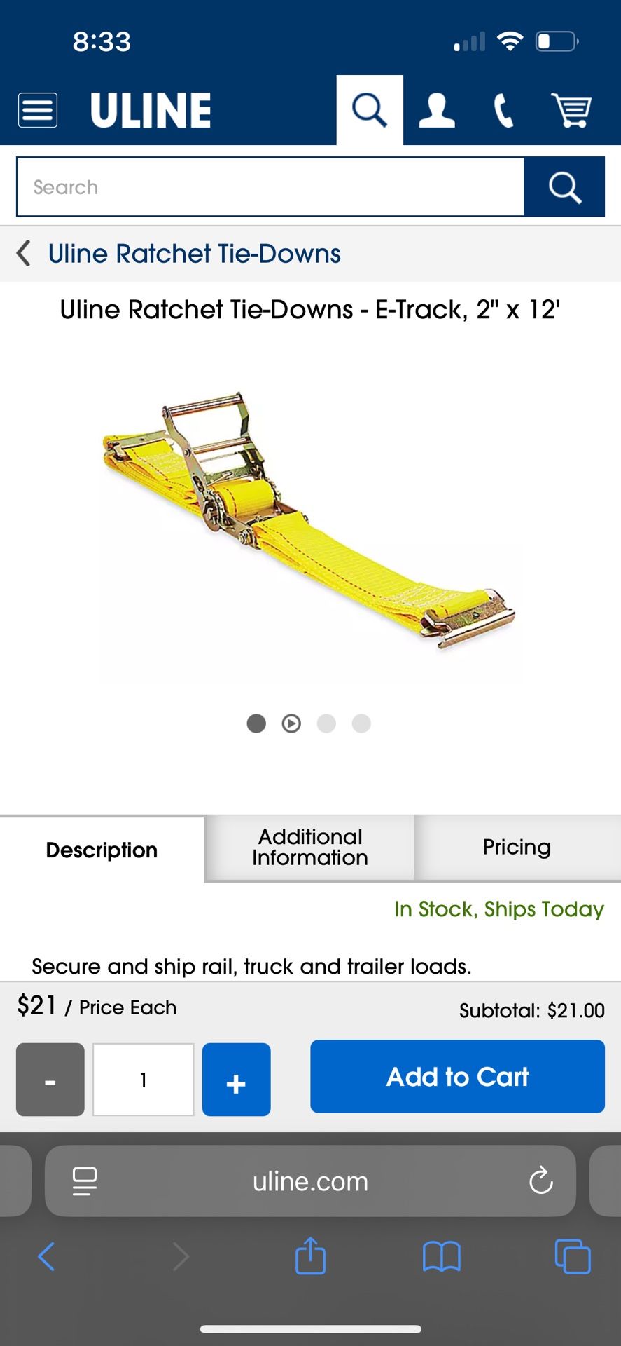 Uline Ratchet Straps 