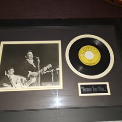 Autographed Johnny Cash Record/Photo