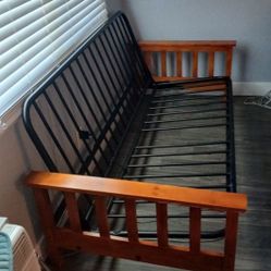 Wood Arm Metal Frame For Futon 