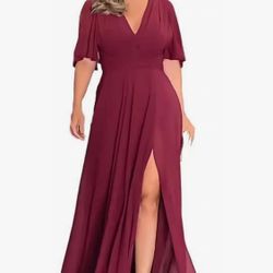 Burgundy Formal, Prom, Bridesmaid Dress Size 