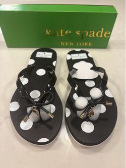 Kate Spade Black and white polkadot sandals size 8 new in box