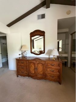 Solid Wood Triple Dresser with Mirror – Excellent Storage
