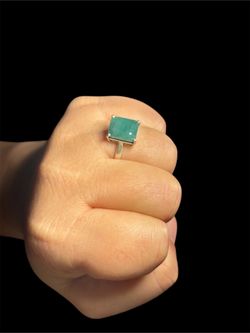 Pre-Owned 3.5ct Natural Emerald Ring 925 Sterling Silver Size 8