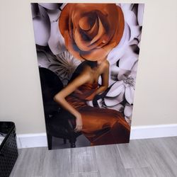 Girl With Rose Hat Modern Painting 