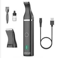 Oneiisall Dog Clippers with Double Blades,Cordless Small Pet Hair Grooming Trimmer,Low Noise for Trimming Dog's Hair Around Paws, Eyes, Ears, Face, Ru