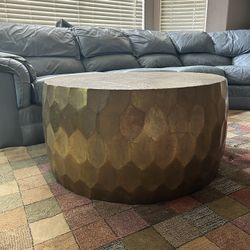 POTTERY BARN, VINCE, METAL CLAD COFFEE TABLE