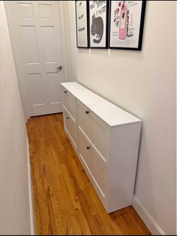 Two White Shoe Cabinets