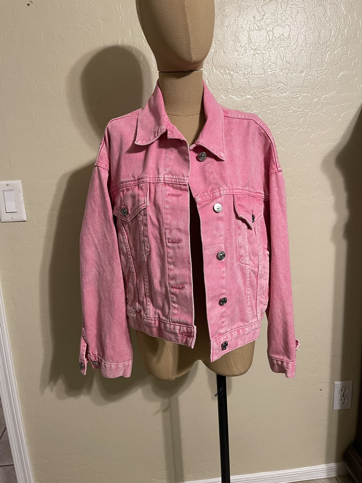 Steve Madden Pink Demin Jacket Size XS Oversized