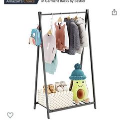 Bestier Small Clothes Rack, Kids Garment Rack with Storage Shelf