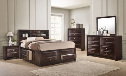 Dark Cherry King Storage Platform Bed & Mattress