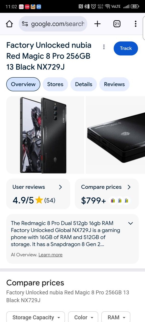 redmagic 8 pro 12+256g,6000mah,black