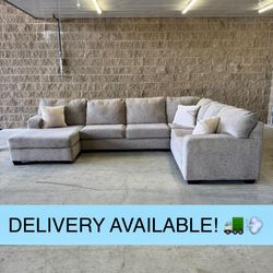 Like New Light Gray U Sectional Couch Sofa (DELIVERY AVAILABLE! 🚛💨)