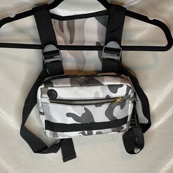 Unisex Gray Camouflage Tactical Chest Messenger Vest, Hip Hop Style