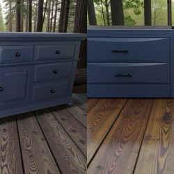 Huge Broyhill Dresser & Nightstands 3pc Bedroom Set Solid Wood Navy Satin New 