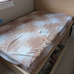 MALM
Full Size  bed frame/2 storage boxes - White Stained Oak Color