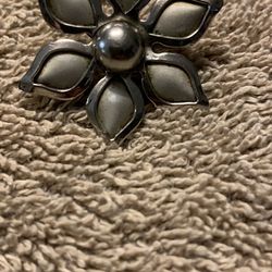 Silver Toned Flower Pedal Brooch