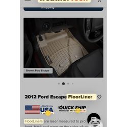 Weather Tech 2012 Ford Escape Front Liners, EUC