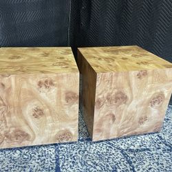  burl wood cube side tables (DELIVERY AVAILABLE