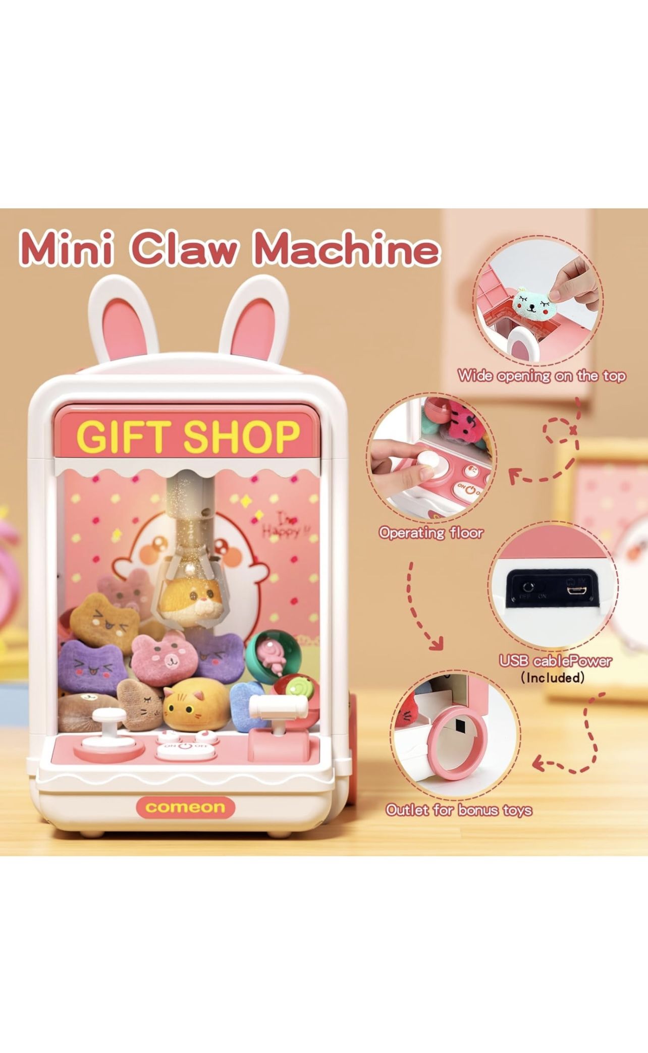 Mini Toys Not Included. Kids Claw Machine, Mini Candy Vending Grabber, Prize Dispenser Toys for Girls and Boys, Electronic Claw Game Machine for Party