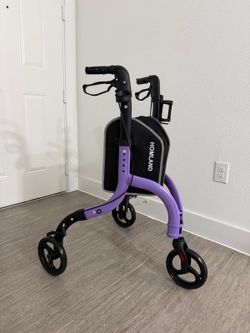 Brand New HOMLAND RW310 Folding 3-Wheel Rollator Walker – Purple