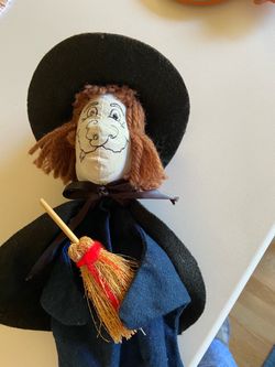 Handmade Witch Puppet with Broom
