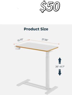 😀 Overbed Adjustable Bedside Table with Hidden Casters, Mobile Rolling Laptop Standing Desk with Tray for Home Use, White